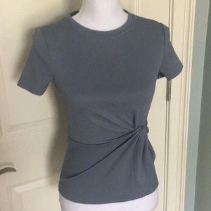 NWT Express textured blue/gray twist knot top XS